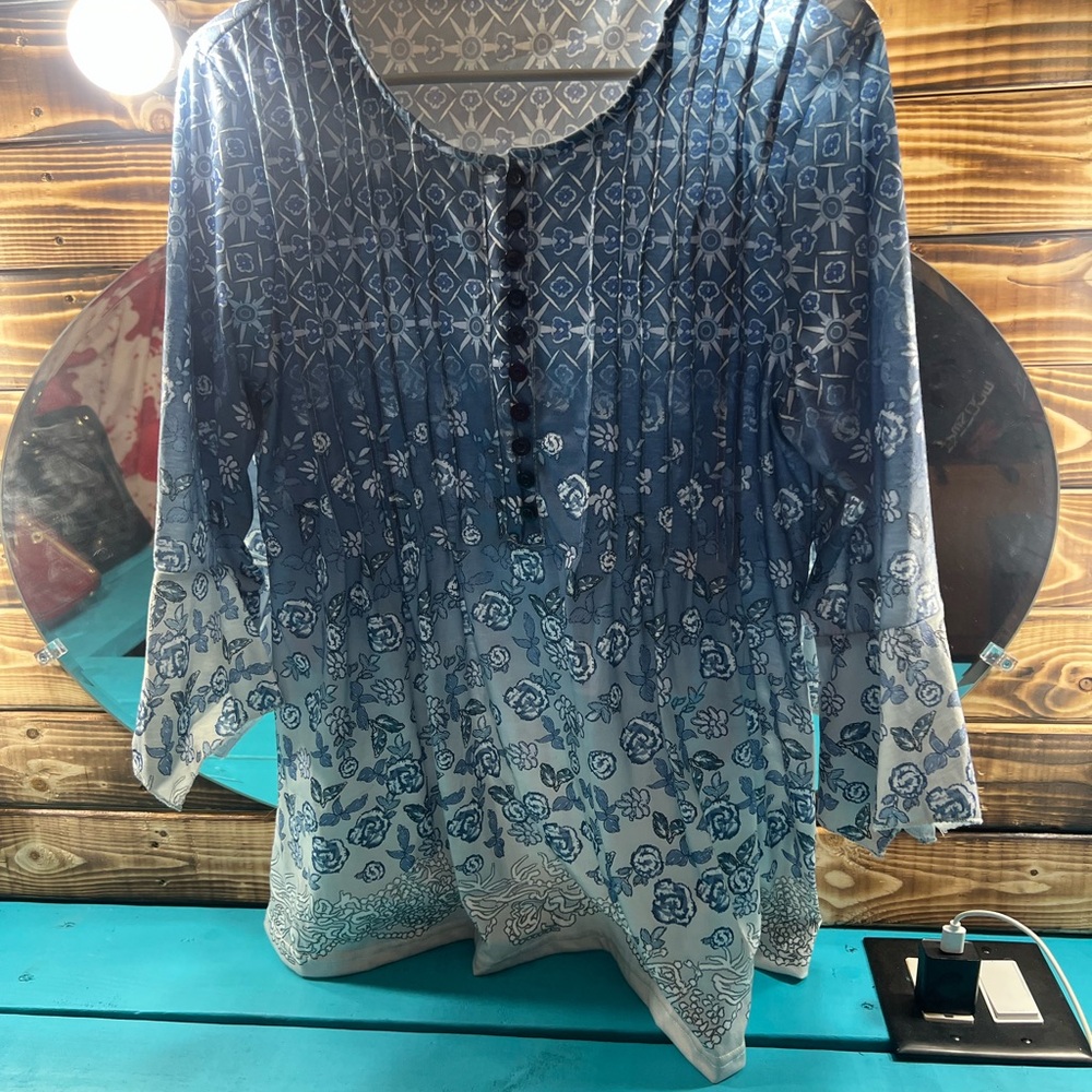 Blue Patterned Women's Top